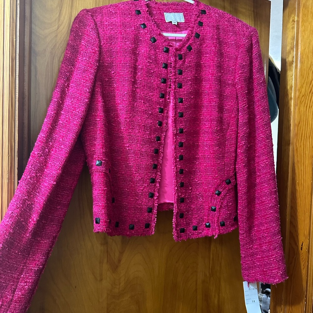 Vintage Thrifted Alberto Makali Pink Tweed Jacket New with Tags